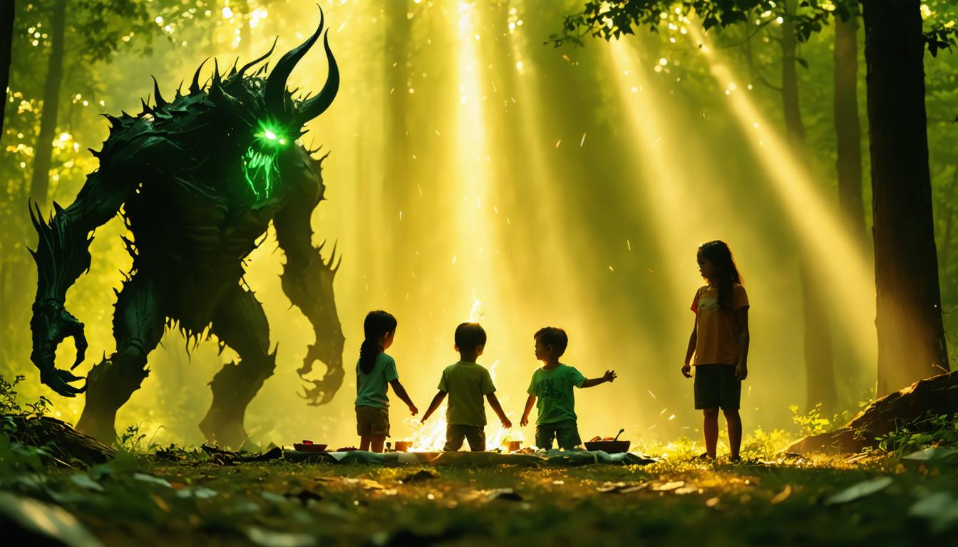 Discover the enchanting world of AI-generated art with Stable Diffusion Ultra image generator! This captivating image showcases a mystical forest scene where children encounter a fantastical creature, blending realism with fantasy effortlessly. Perfect for highlighting the tool's ability to create vivid, imaginative scenes, this image is a testament to the power of Stable Diffusion Ultra in generating captivating visuals.