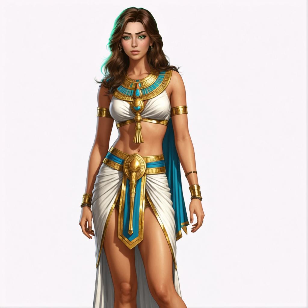 Questa immagine presenta un rendering digitale di una donna adornata con un copricapo e un abito egiziani antichi, che evidenzia i vivaci colori e i dettagli intricati che 'Inpaint' può replicare. L'applicazione multimediale AI è messa in risalto per la sua capacità di sostituire in modo fluido aree selezionate con design personalizzati, rendendola uno strumento ideale per artisti e appassionati che desiderano creare o modificare immagini con precisione e creatività.