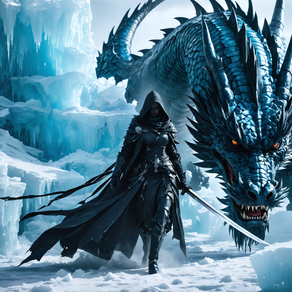 Discover the awe-inspiring capabilities of Stable Diffusion Ultra image generator with this stunning fantasy scene: a hooded warrior strides confidently through a snowy, icy landscape, accompanied by a fierce, dragon-like creature. This powerful tool brings vivid, high-quality visuals to life, perfect for fantasy and adventure content creators. #StableDiffusionUltra #AIImageGeneration #FantasyArt #StableAssistant