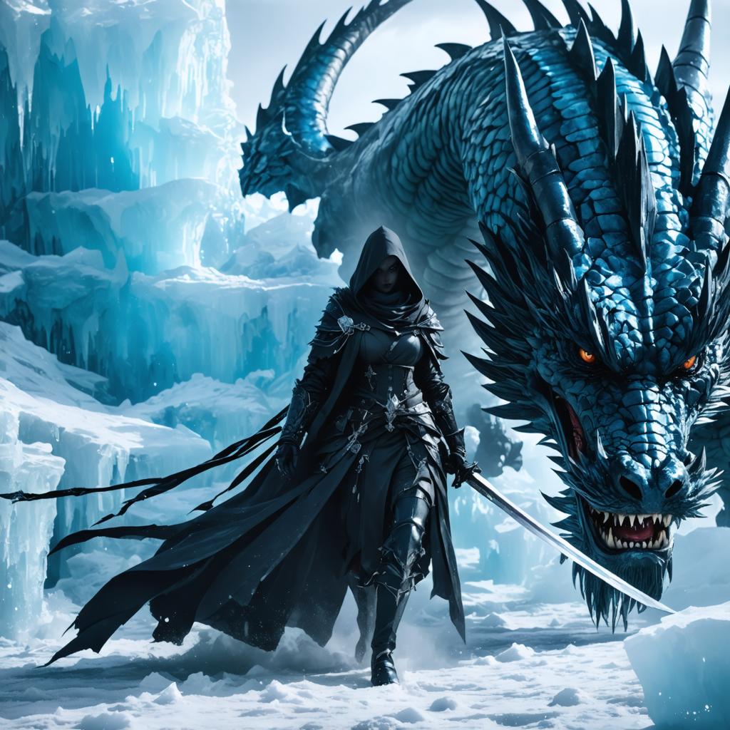 Discover the awe-inspiring capabilities of Stable Diffusion Ultra image generator with this stunning fantasy scene: a hooded warrior strides confidently through a snowy, icy landscape, accompanied by a fierce, dragon-like creature. This powerful tool brings vivid, high-quality visuals to life, perfect for fantasy and adventure content creators. #StableDiffusionUltra #AIImageGeneration #FantasyArt #StableAssistant