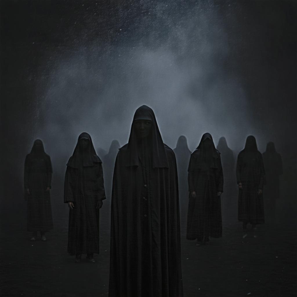 Discover the eerie and atmospheric capabilities of the Stable Diffusion Ultra image generator with this hauntingly captivating scene. The image showcases a group of hooded figures shrouded in mist, demonstrating the tool's ability to create detailed and immersive visuals. Perfect for horror and suspense themes, this AI-generated artwork highlights the generator's potential for generating high-quality, mood-driven content.