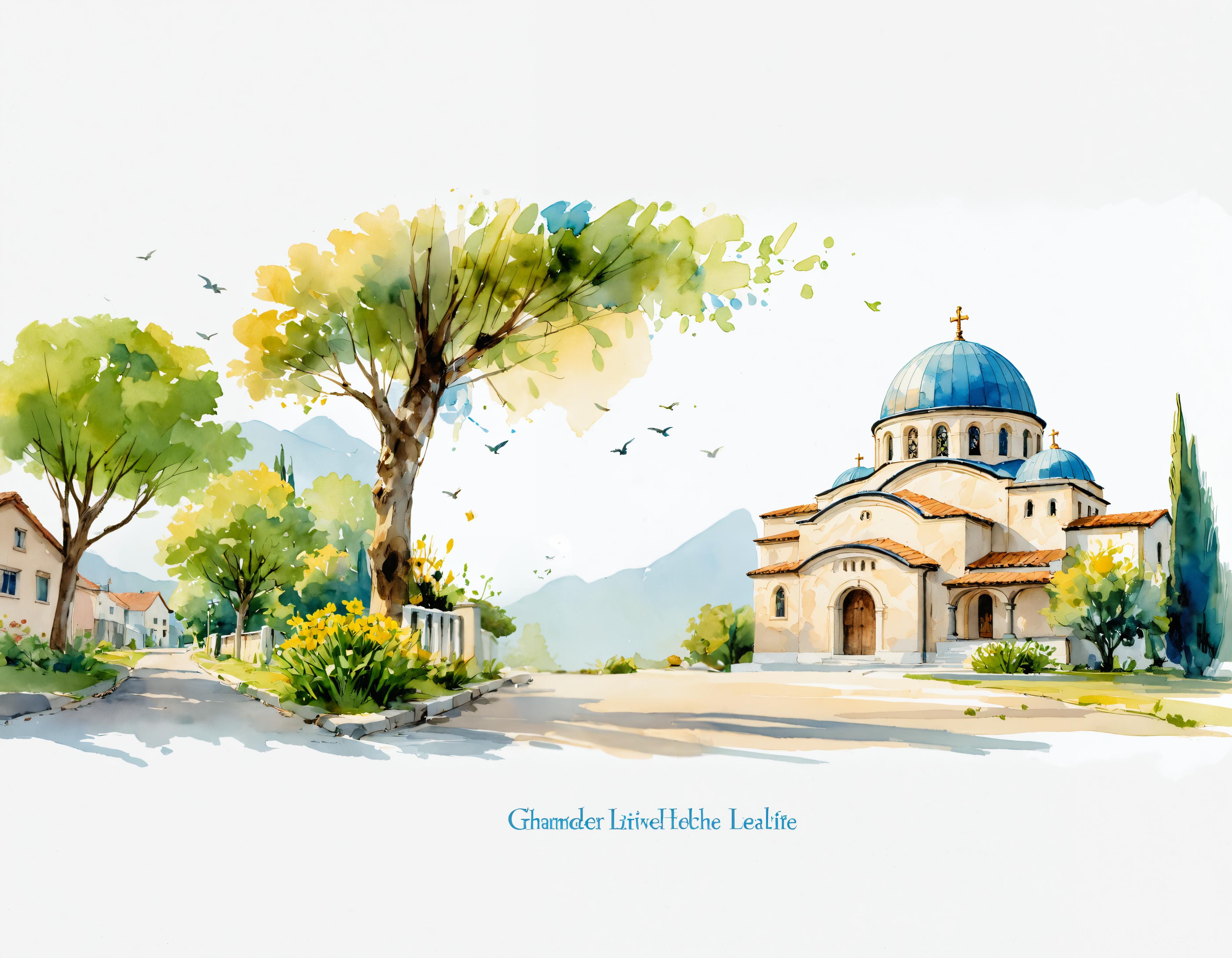 Scopri la bellezza incantevole di questa serena scena di villaggio, dove una chiesa affascinante con una maestosa cupola blu si erge fiera in mezzo a una vegetazione rigogliosa e fiori in fiore. Lo strumento Upscale migliora l'immagine con facilità, preservando la sua essenza originale mentre eleva i dettagli, i colori e la composizione complessiva, rendendola un esempio perfetto delle capacità dello strumento nel mantenere l'autenticità e raffinare l'estetica visiva.