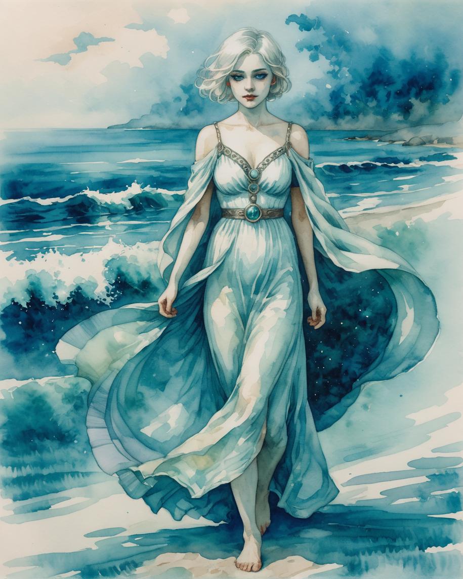 Découvrez le monde enchanteur de l'art numérique avec le générateur d'images Stable Diffusion Ultra ! Cette image captivante met en scène une femme mystique et éthérée vêtue d'une robe fluide, se tenant gracieusement au bord des vagues de l'océan. La scène vive et onirique met en évidence la capacité de l'outil à créer des visuels époustouflants et de haute qualité, parfaits pour les artistes et les passionnés. Vivez la magie de Stable Diffusion Ultra et donnez vie à votre imagination.