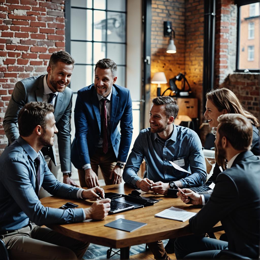 In a modern office setting, a group of professionals engages in a lively discussion around a table, fostering a collaborative atmosphere. The scene is vibrant and dynamic, highlighting the capabilities of 'New Image with Same Style' to create realistic and engaging visuals that capture the essence of professional environments. This tool allows users to generate images that mirror the style of the original, making it an ideal choice for those seeking to enhance their content with authentic and visually appealing graphics.
