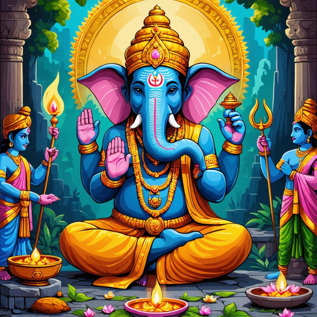 Discover the mesmerizing artistry of Stable Diffusion Ultra image generator, as seen in this stunning depiction of Lord Ganesha. The intricate details and vibrant colors bring the Hindu deity to life, showcasing the tool's ability to create highly detailed and culturally rich images. Perfect for exploring religious themes or enhancing your digital art portfolio, this image demonstrates the power of Stable Diffusion Ultra in generating captivating visuals.
