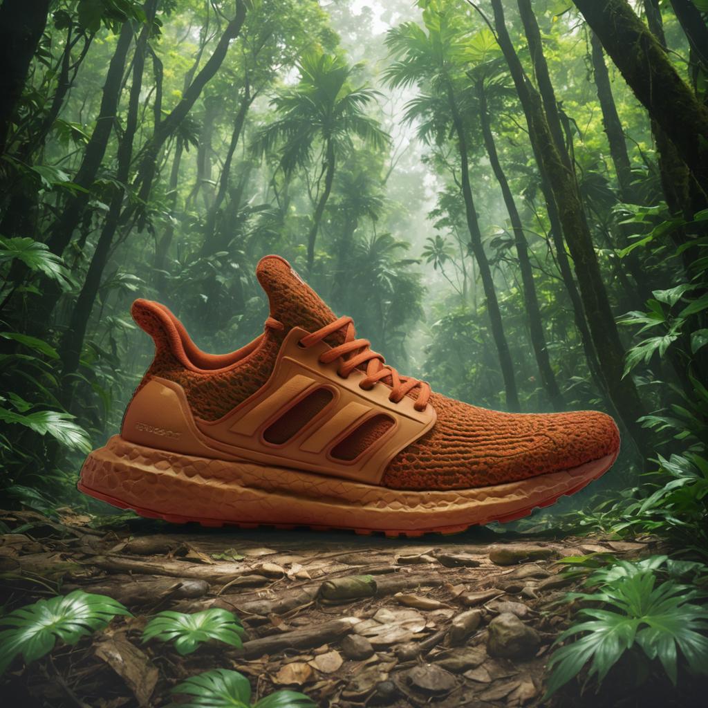 Discover the power of Stable Assistant's 'Replace Background' tool with this stunning example: a sleek, orange sneaker seamlessly integrated into a lush, green forest backdrop. Perfect for showcasing the tool's ability to blend images effortlessly, this image highlights the tool's precision and creativity, making it an ideal choice for any project requiring background replacement.