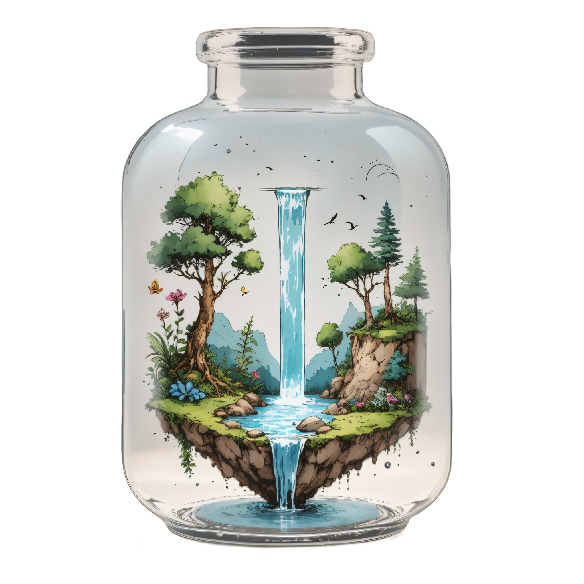 Discover the magic of Stable Assistant's 'Remove Background' tool, which effortlessly removes the background from this enchanting image of a glass bottle filled with a vibrant, miniature forest scene. Perfect for highlighting the intricate details and vivid colors, this tool ensures your images pop with clarity and precision, making it an essential feature for any creative project.