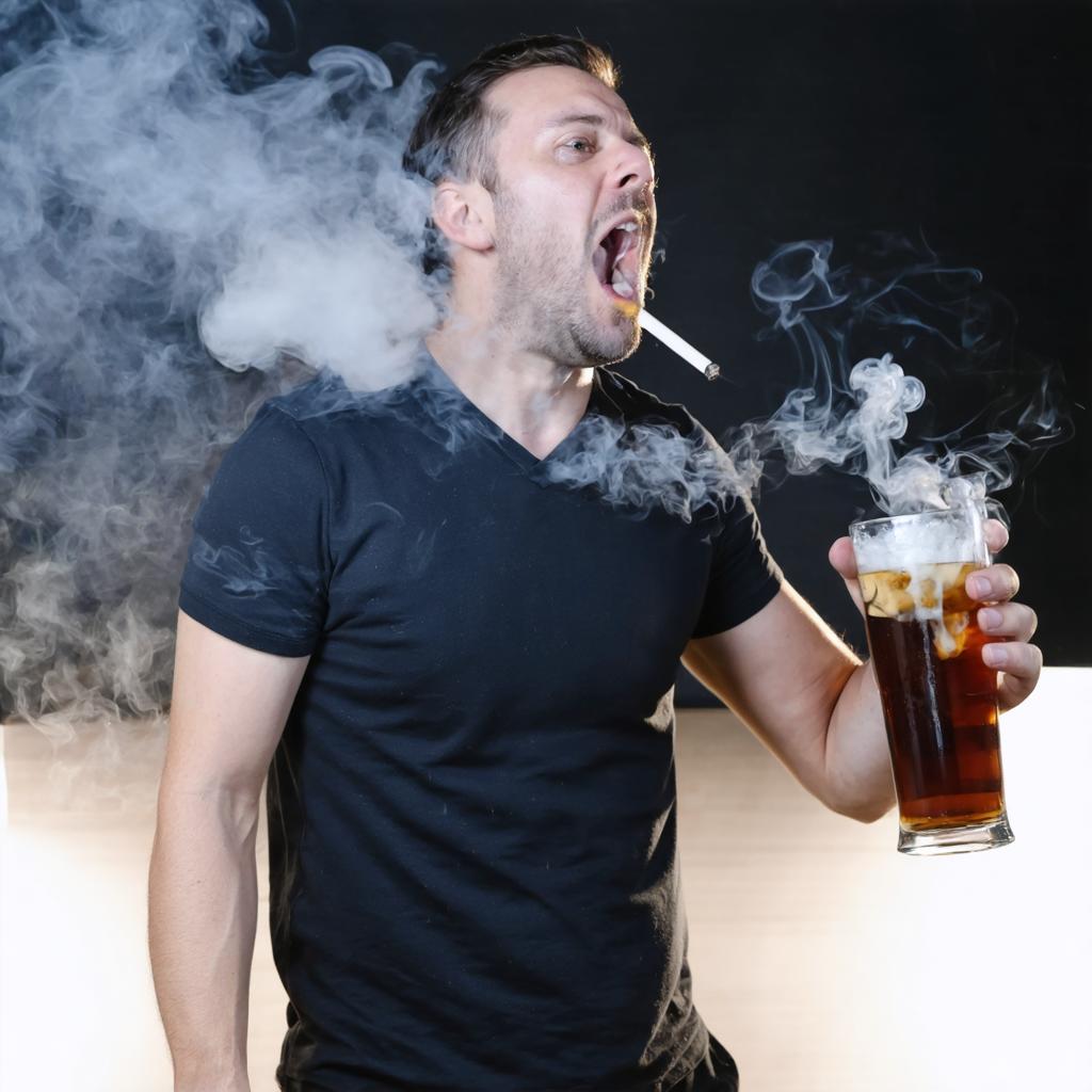 Experience the power of Stable Diffusion Ultra image generator with this captivating AI-generated image! Crafted with precision, the image showcases a man dramatically exhaling smoke, holding a glass of iced tea, all seamlessly blending to create a visually striking and dynamic scene. Perfect for highlighting the tool's ability to create detailed and engaging visuals, this image exemplifies the capabilities of Stable Diffusion Ultra in generating high-quality, imaginative content.