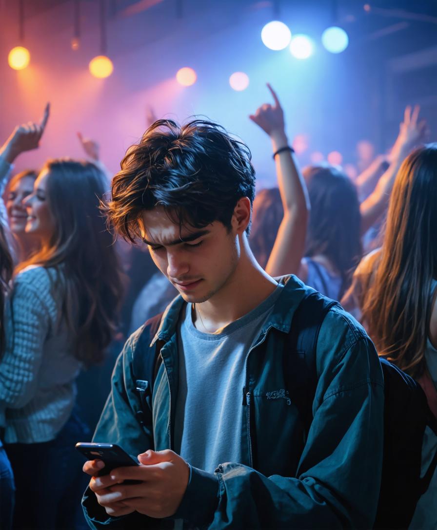 Sperimenta il potere del generatore di immagini Stable Diffusion Ultra con questa scena affascinante: un giovane immerso nel suo smartphone in mezzo a un'atmosfera di festa vivace e colorata. I vivaci colori e l'illuminazione dinamica evidenziano la capacità dello strumento di creare immagini immersive e di alta qualità, perfette per catturare l'essenza di qualsiasi evento. Ideale per dimostrare le potenzialità della generazione di immagini alimentata dall'IA nel creare visivi coinvolgenti e realistici.