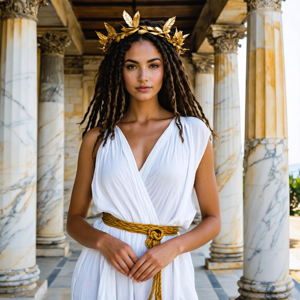 "Discover the power of 'Erase' with this image of a woman standing elegantly between marble columns, her appearance untouched by any distractions. This AI media editing tool effortlessly removes unwanted elements, leaving only the perfect composition for your needs. Enhance your photos and bring your vision to life with 'Erase'."