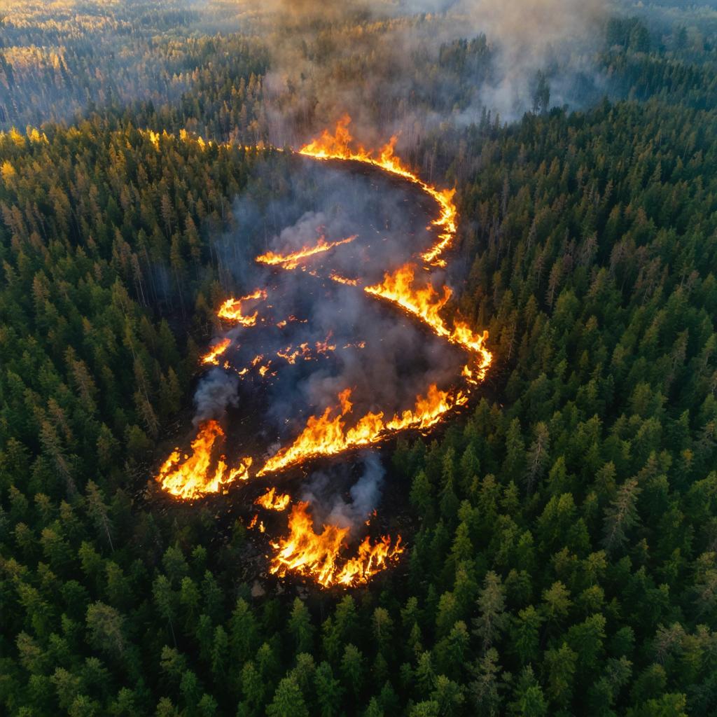Experience the breathtaking power of Stable Diffusion Ultra image generator with this stunning aerial view of a forest fire. The vivid, high-resolution imagery showcases the tool's ability to create realistic and detailed scenes, perfect for capturing dramatic and immersive visuals. Perfect for artists, designers, and content creators looking to elevate their visual storytelling.