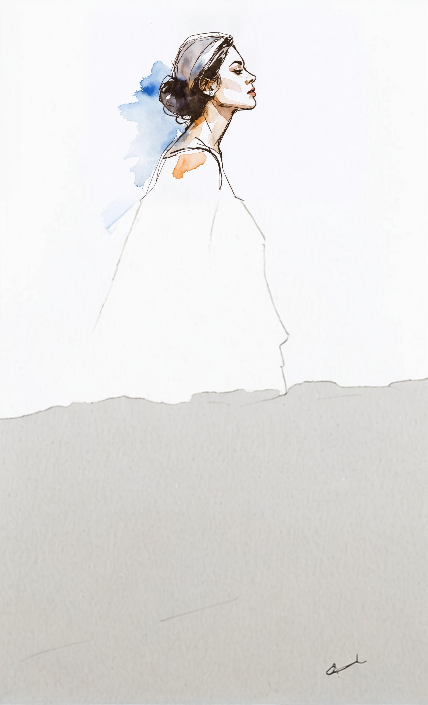 Découvrez le potentiel captivant de l'outil 'Zoom out' de Stable Assistant grâce à cette illustration époustouflante. L'image générée par IA présente un portrait de profil détaillé d'une femme, mêlant harmonieusement des teintes d'aquarelle et des traits délicats. Expérimentez la puissance transformative de 'Zoom out' qui étend votre vision créative avec facilité, idéal pour les artistes et les designers souhaitant sublimer leur travail.
