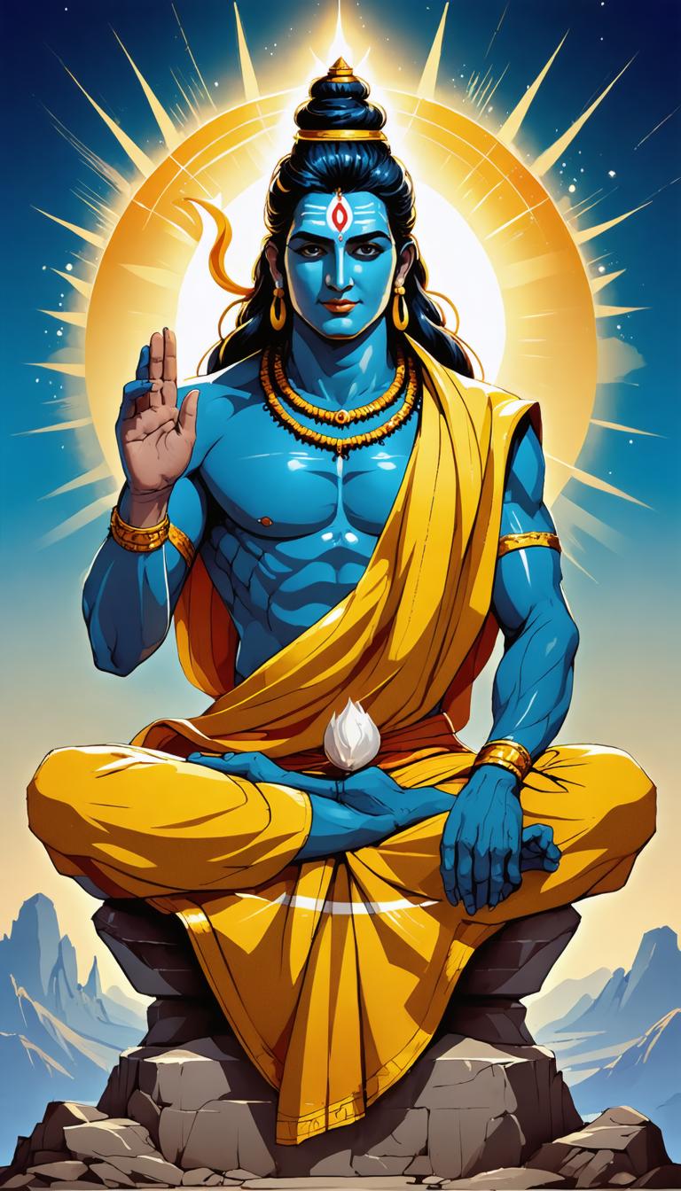 Discover the stunning capabilities of Stable Diffusion Ultra image generator with this mesmerizing illustration of a blue-skinned deity, radiating divine energy. Crafted with precision and detail, this image showcases the tool's ability to create vibrant, high-quality art, perfect for enhancing your digital content. Experience the power of Stable Diffusion Ultra in generating captivating visuals for your projects.