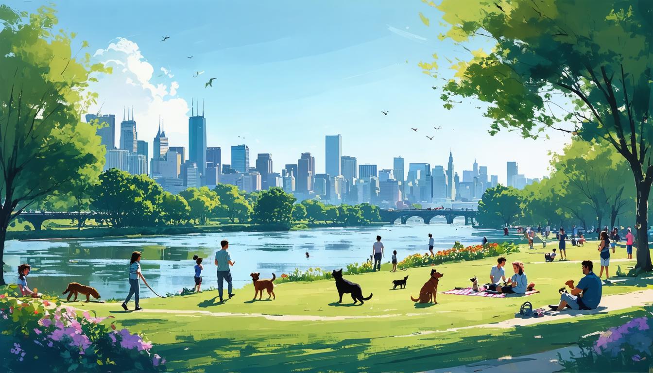 Scopri il fascino potente di Stable Diffusion Ultra, il generatore di immagini, con questa illustrazione mozzafiato di una vivace scena di parco cittadino. Lo strumento AI fonde in modo fluido verde rigoglioso, acque serene e un skyline urbano animato, dimostrando la sua capacità di creare opere digitali dettagliate e immersive. Perfetto per mostrare le potenzialità dello strumento nella generazione di scene realistiche e dinamiche.