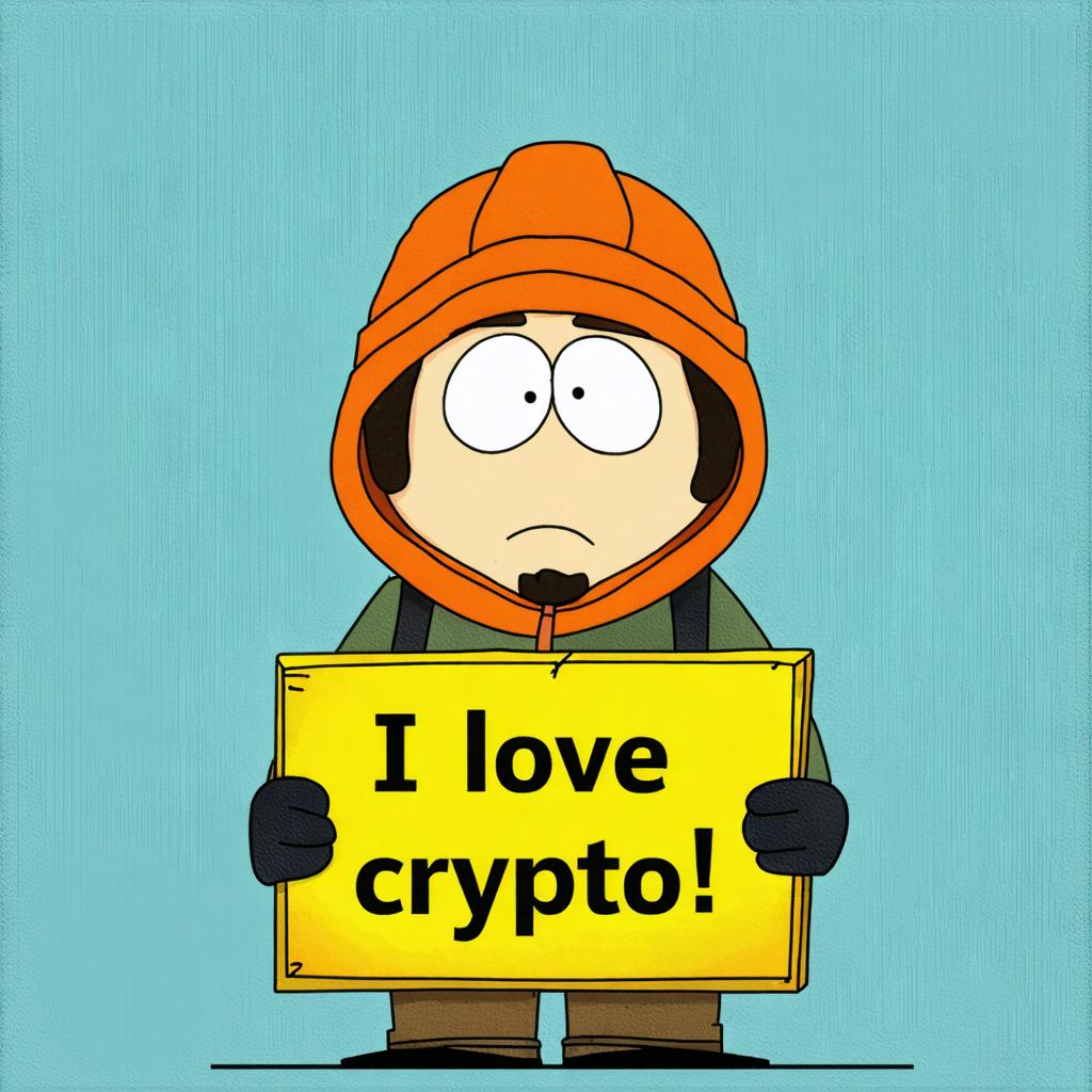 Cette image met en scène un personnage de dessin animé portant un casque de chantier orange et tenant un panneau jaune proclamant "J'adore la crypto !" Le fond est texturé en turquoise, et le personnage dégage une ambiance ludique et technophile, idéale pour ceux qui s'intéressent aux cryptomonnaies. L'image a été créée à l'aide du générateur d'images 'Stable Diffusion Ultra', qui démontre sa capacité à produire du contenu engageant et vivant, parfait pour les objectifs de référencement et pour attirer les audiences intéressées par l'art numérique et la technologie.