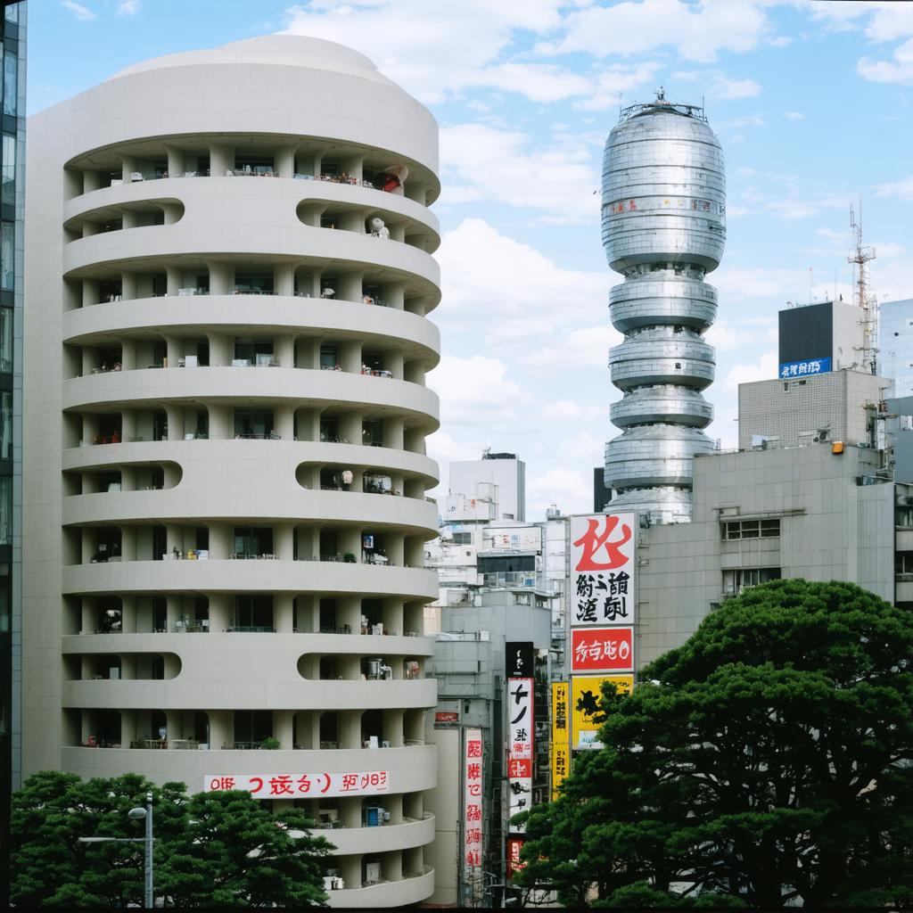 Cette image met en scène un paysage urbain moderne mettant en vedette un bâtiment cylindrique unique à design en spirale et avec des balcons, contrastant avec une tour de gratte-ciel à surface réfléchissante. La scène est complétée par une végétation luxuriante au premier plan, créant un paysage urbain dynamique et vibrant. L'image a été générée à l'aide de l'outil 'Stable Diffusion Ultra image generator', connu pour sa capacité à créer des images réalistes et de haute qualité à partir de prompts. Cet outil permet aux utilisateurs d'explorer les possibilités des médias générés par IA, en fusionnant créativité et technologie de pointe.