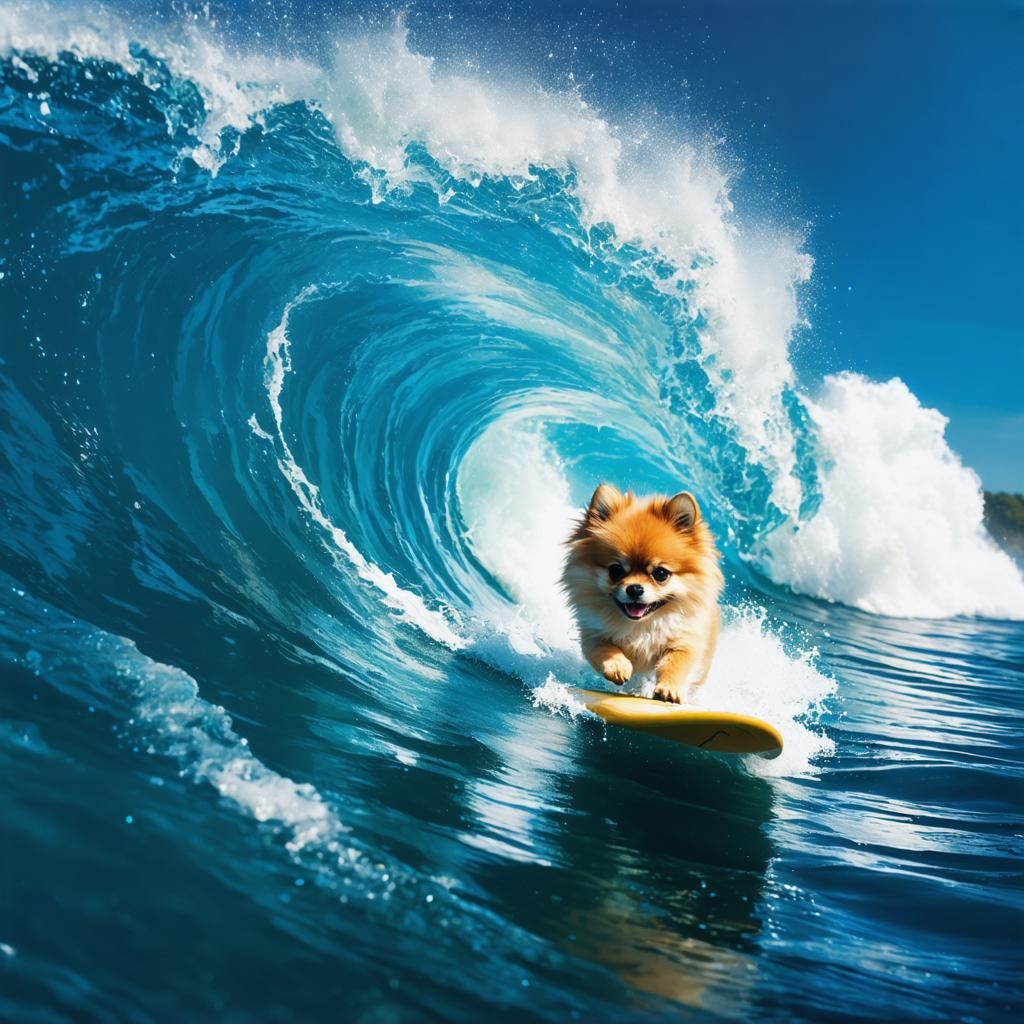 Plongez dans la puissance de l'art généré par IA avec Stable Diffusion Ultra, qui donne vie à vos idées créatives. Observez un chien poméranien, avec sa robe dorée et son tempérament joyeux, affronter la puissance de l'océan, chevauchant une vague imposante sur une planche de surf jaune vive. Cette image met en lumière la capacité de l'outil à créer des scènes vivantes et dynamiques qui brouillent les frontières entre l'art numérique et la réalité, en faisant de lui le choix idéal pour ceux qui souhaitent ajouter une touche d'humour à leurs projets.