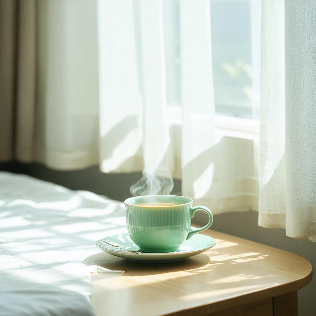 Découvrez le charme envoûtant d'une scène matinale paisible créée par le générateur d'images Stable Diffusion Ultra. Cette image captivante présente une chambre douillette baignée dans une douce lumière naturelle, avec une délicate tasse verte dégageant une légère vapeur sur une table de chevet en bois. Parfaite pour mettre en valeur la capacité de l'outil à créer des images détaillées, oniriques et photoréalistes, cette scène capture avec aisance l'essence de la tranquillité et de la chaleur.