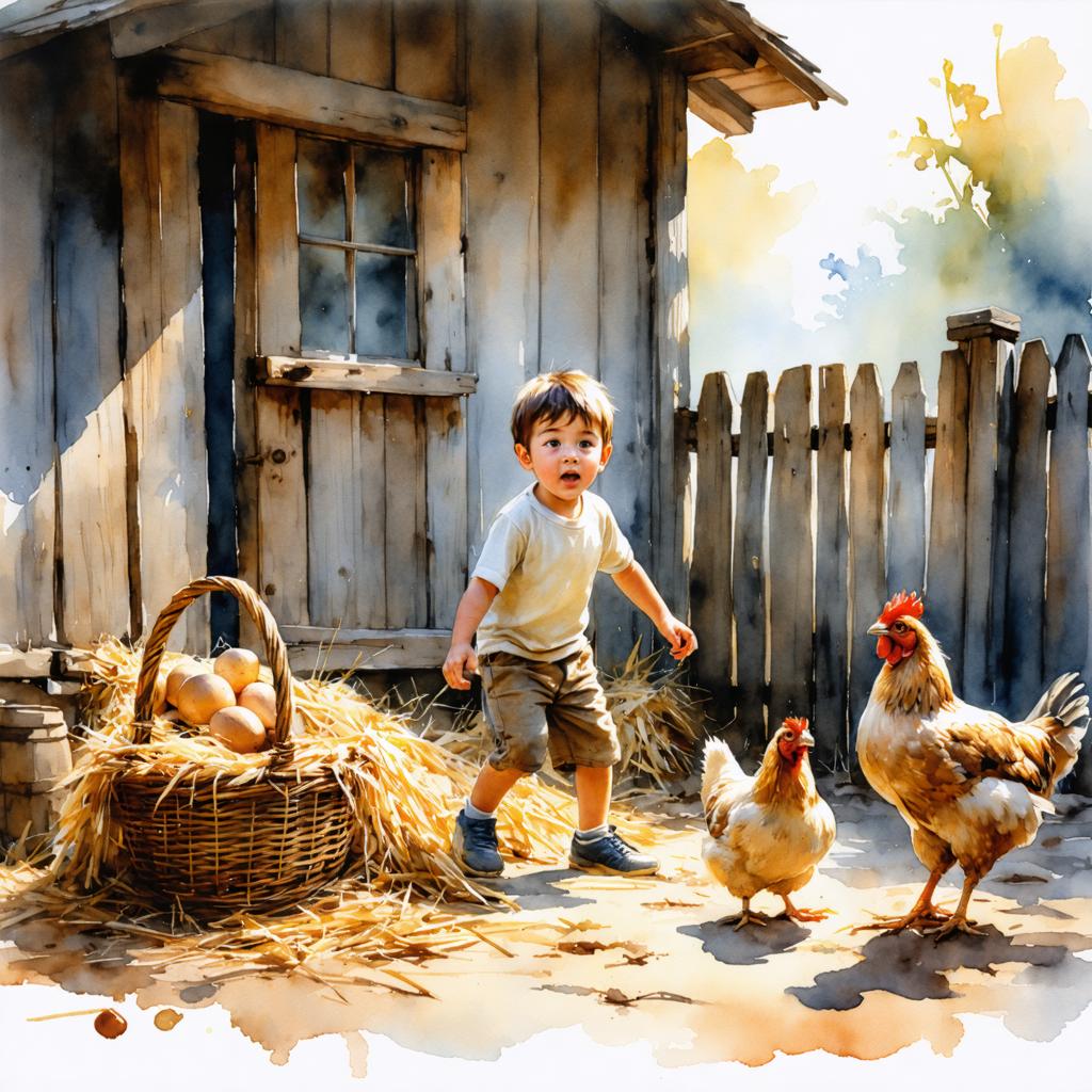 Discover the captivating world of AI-generated art with Stable Diffusion Ultra image generator! This image showcases a charming scene of a young child running towards chickens in a rustic farmyard, highlighting the tool's ability to create detailed and lifelike visuals. Perfect for artists and enthusiasts, Stable Diffusion Ultra brings your imagination to life with stunning results.