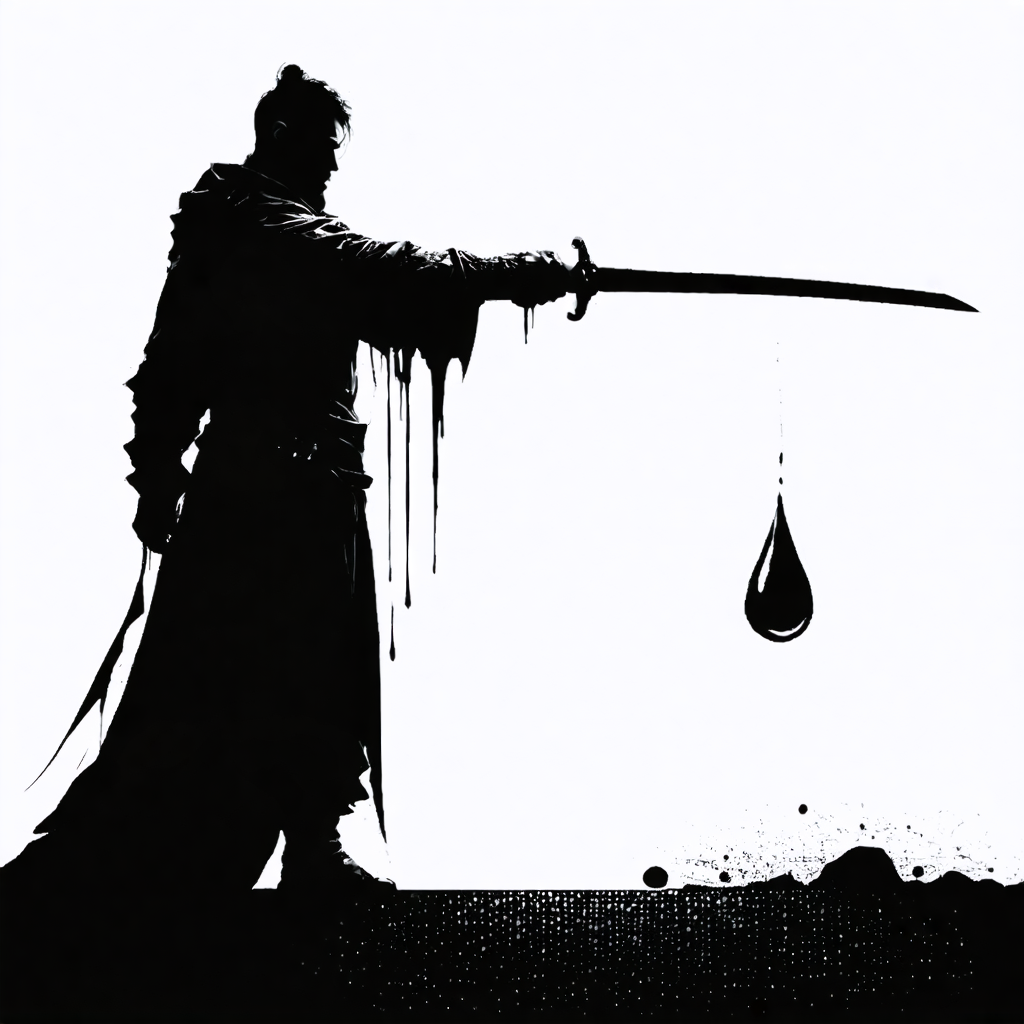 Discover the power of Stable Diffusion Ultra image generator with this striking silhouette of a hooded figure wielding a dripping sword, creating a dramatic and captivating scene. Perfect for showcasing the tool's ability to generate high-quality, detailed images from your prompts, this image exemplifies the precision and creativity achievable with Stable Diffusion Ultra.