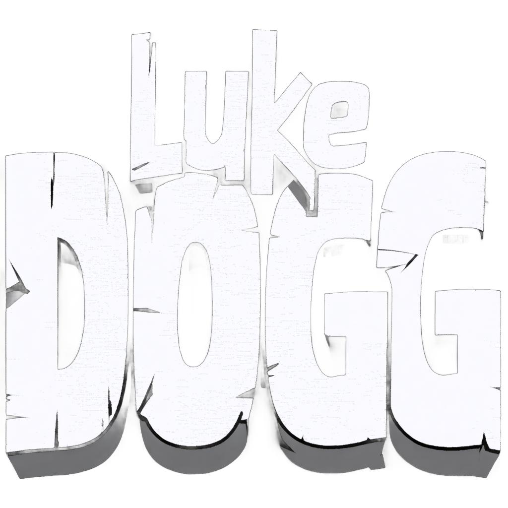 The image showcases a bold, stylized text "Luke DOGG" with a rugged, three-dimensional effect, demonstrating the capabilities of Stable Assistant's 'Remove Background' tool to isolate and enhance text for visual impact.