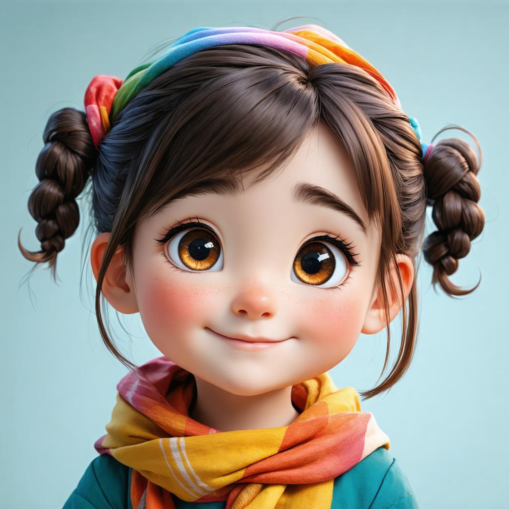 Découvrez le monde enchanteur de l'art généré par IA avec le générateur d'images Stable Diffusion Ultra ! Cette image captivante met en scène un personnage animé charmant aux yeux expressifs et à la écharpe colorée et vibrante, démontrant la capacité de l'outil à créer des œuvres détaillées et visuellement attrayantes. Parfait pour les artistes et les passionnés, Stable Diffusion Ultra offre une précision et une créativité sans égales dans la génération d'images saisissantes.