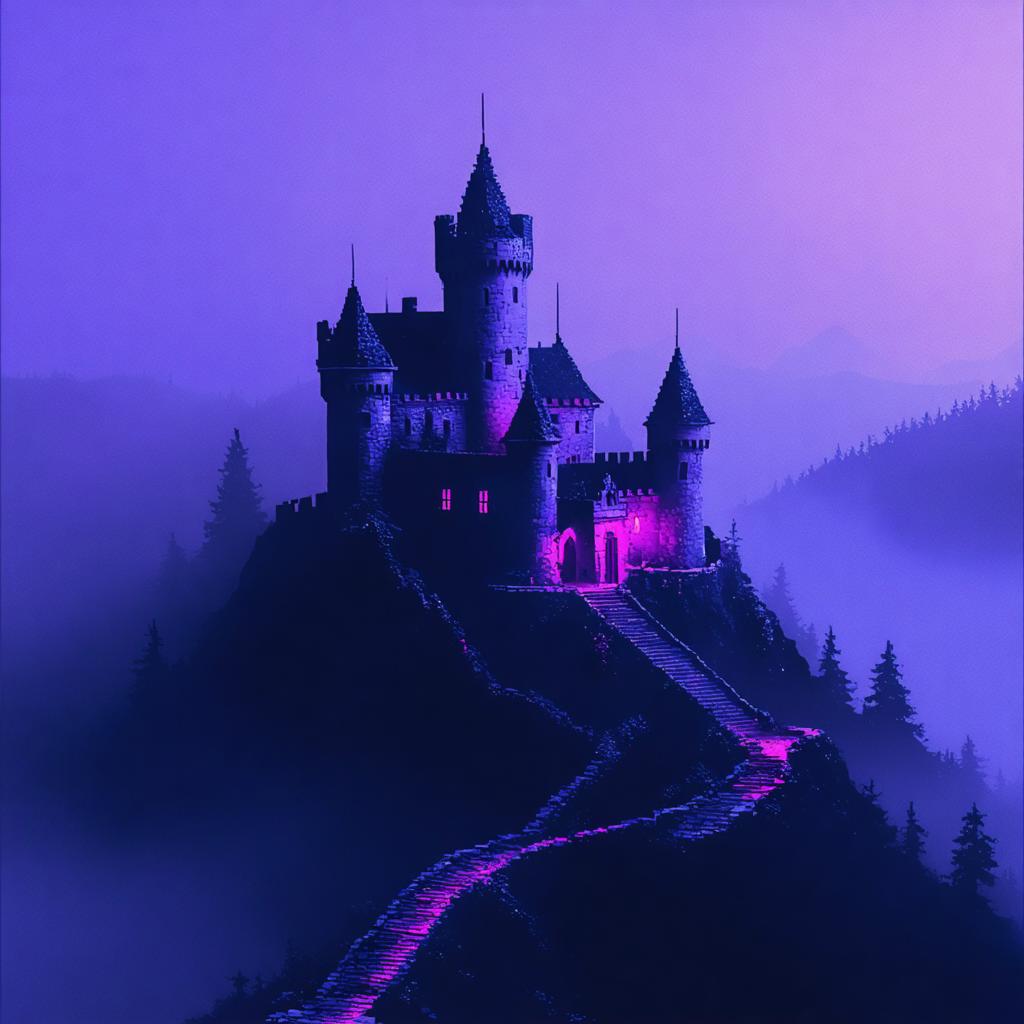 Discover the enchanting allure of a mystical castle perched atop a hill, bathed in a mesmerizing purple glow. Crafted with the advanced capabilities of Stable Diffusion Ultra image generator, this captivating scene showcases the tool's prowess in creating vivid, dreamlike landscapes and intricate architectural details, perfect for fantasy enthusiasts and digital artists alike.