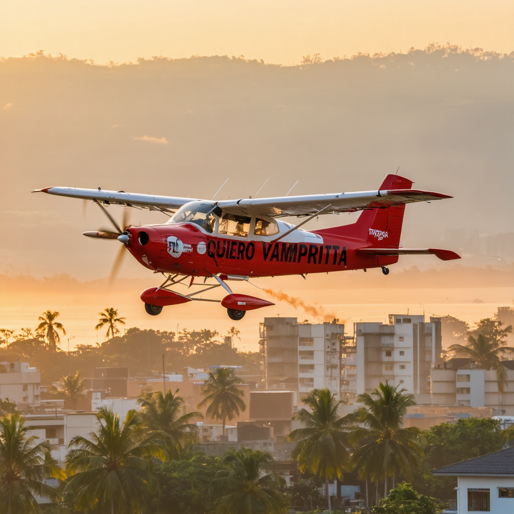 Experience the stunning capabilities of Stable Diffusion Ultra image generator with this breathtaking image of a red airplane soaring over a tropical cityscape at sunset. The vivid colors and intricate details showcase the tool's ability to create realistic and captivating visuals, perfect for enhancing your digital content.