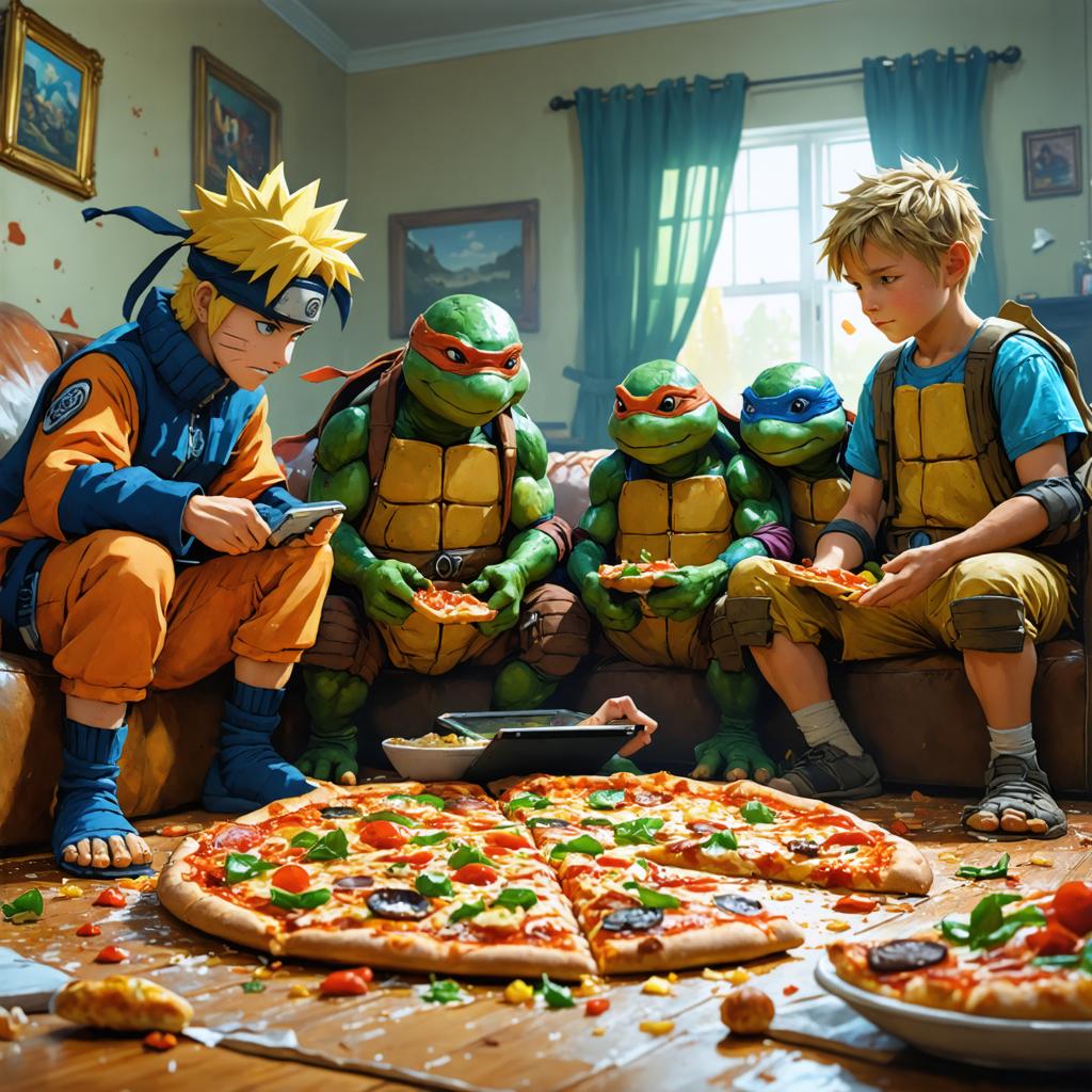 Découvrez les incroyables capacités du générateur d'images Stable Diffusion Ultra avec cette illustration vibrante et détaillée d'un groupe de Tortues Ninja adolescentes qui profitent d'une fête de pizza ! L'outil d'IA fait preuve d'une facilité déconcertante à donner vie aux personnages, mettant en évidence sa capacité à créer des scènes dynamiques et captivantes avec précision et clarté. Parfait pour mettre en valeur la puissance de l'outil dans la génération d'images de haute qualité, visuellement saisissantes.