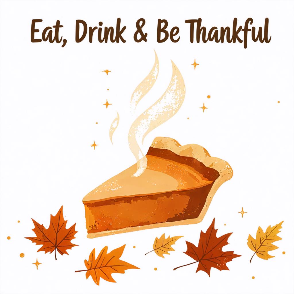 This image, generated by the 'Stable Diffusion Ultra image generator', showcases a warm autumn scene with a slice of pumpkin pie emitting a plume of steam, surrounded by vibrant orange and yellow maple leaves, and accented with sparkling stars, evoking the spirit of Thanksgiving.