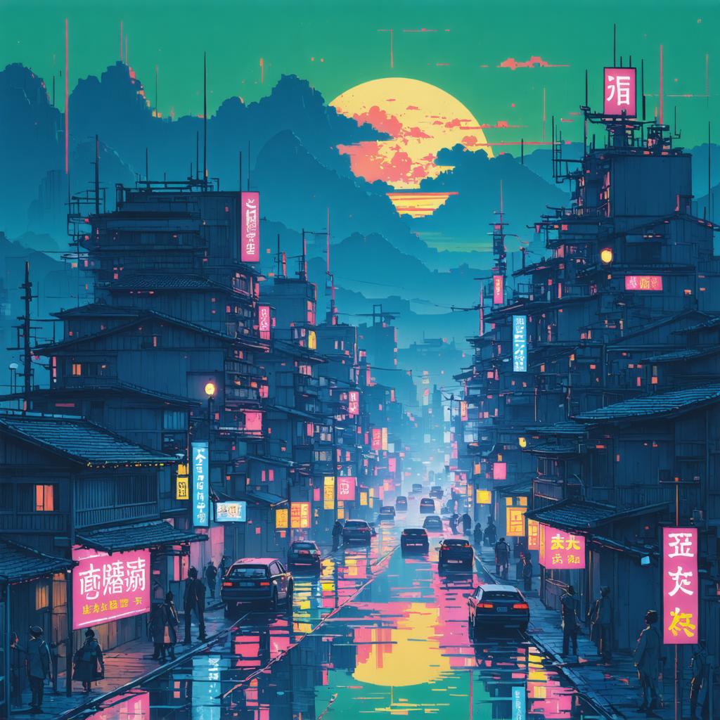 Discover the mesmerizing world of digital art with Stable Diffusion Ultra image generator! This stunning image showcases a vibrant, neon-lit cityscape, seamlessly blending traditional architecture with futuristic elements. Perfect for highlighting the tool's ability to create vivid, detailed scenes, this image demonstrates the power of Stable Diffusion Ultra in generating captivating visuals.
