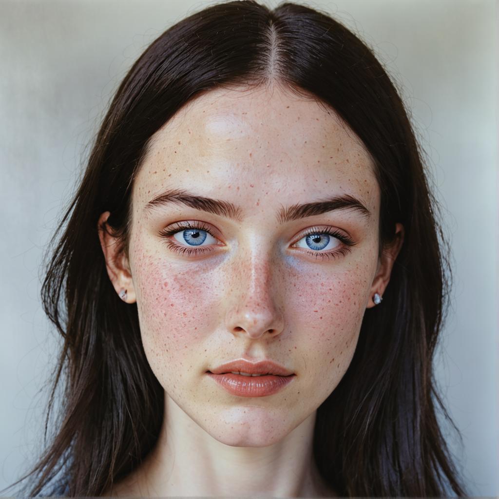 Discover the stunning results of the Stable Diffusion Ultra image generator, where AI masterfully crafts lifelike portraits like this captivating image of a young woman with striking blue eyes and delicate freckles. Experience the cutting-edge technology that brings your creative visions to life, effortlessly blending realism with artistic flair.