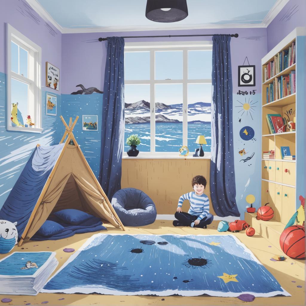 Discover the enchanting world of imagination with Stable Diffusion Ultra image generator, where every detail is meticulously crafted. This captivating illustration showcases a cozy, child-friendly bedroom with a tent, bookshelf, and a serene view of a snowy landscape, all created using the advanced capabilities of Stable Diffusion Ultra. Perfect for generating stunning visuals, this tool brings your creative visions to life effortlessly.
