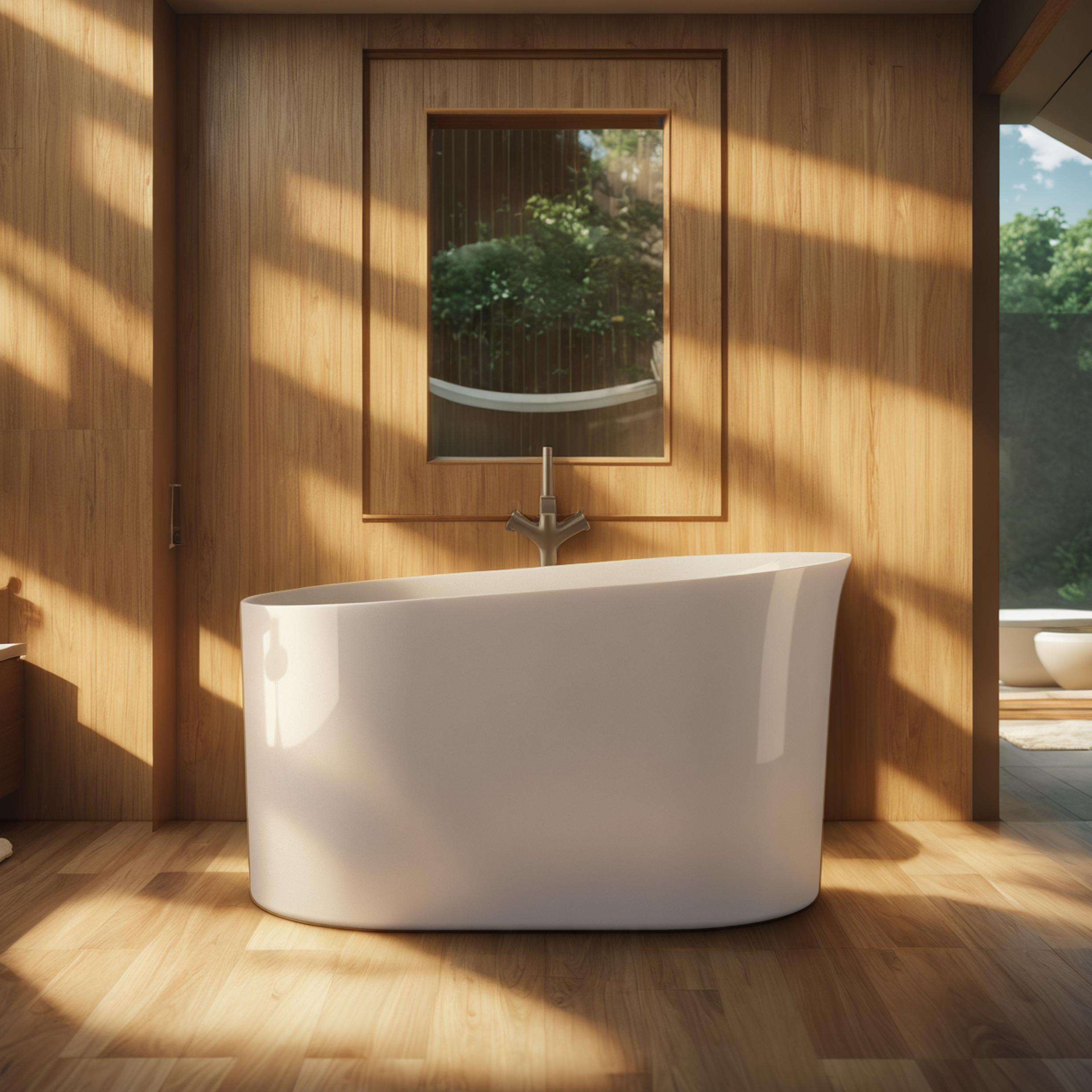 Transform your space with the power of AI! This stunning image showcases a sleek, modern bathroom with a pristine white bathtub set against a beautifully replaced background, highlighting the seamless integration of natural light and serene surroundings. Experience the magic of Stable Assistant's 'Replace Background' tool, designed to elevate your interior design with effortless ease and precision.