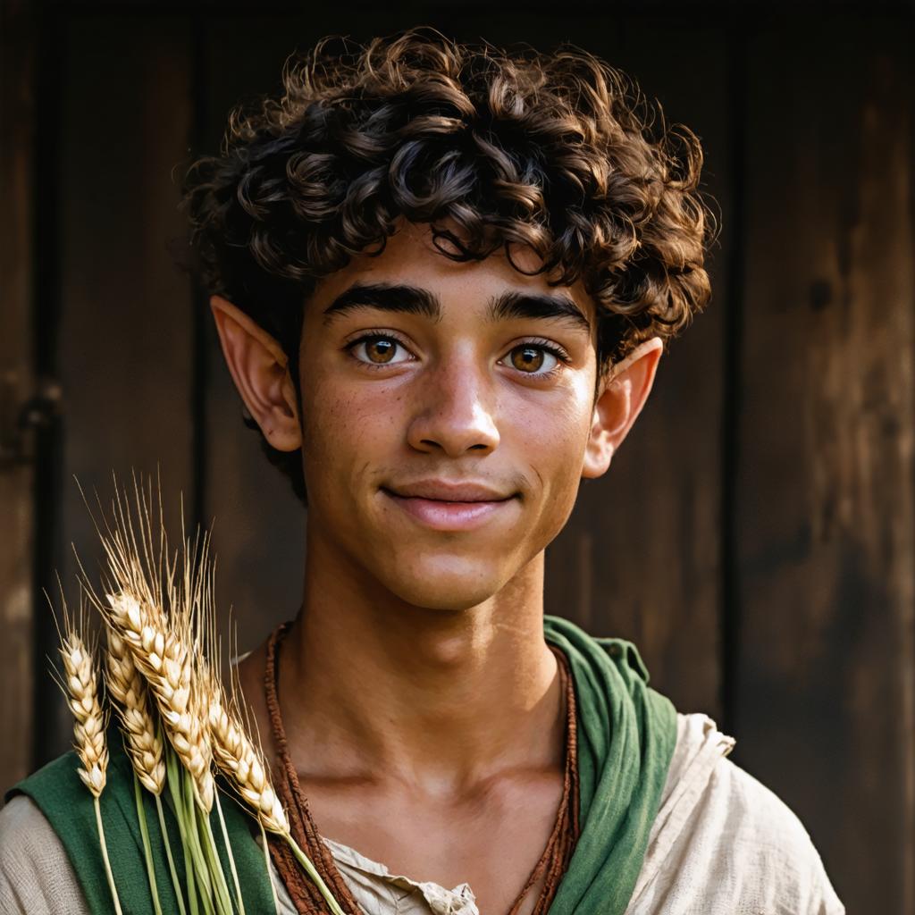 Discover the captivating potential of Stable Diffusion Ultra image generator with this stunning AI-generated portrait. This powerful tool brings vivid, lifelike characters to life, as seen in this beautifully detailed image of a young man with curly hair, holding wheat. Experience the seamless blend of creativity and technology with Stable Diffusion Ultra, perfect for generating high-quality, imaginative visuals.