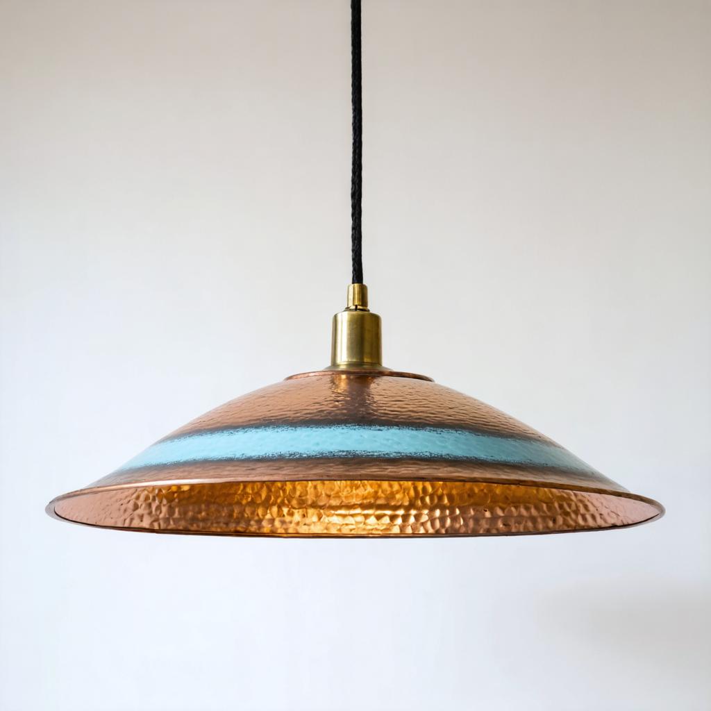 Discover the stunning capabilities of Stable Diffusion Ultra image generator with this beautifully crafted pendant light. Featuring a unique two-tone design with copper and teal hues, this AI-generated image showcases the tool's ability to create visually appealing and intricate designs effortlessly. Perfect for highlighting the precision and creativity of Stable Diffusion Ultra in generating high-quality, custom images.