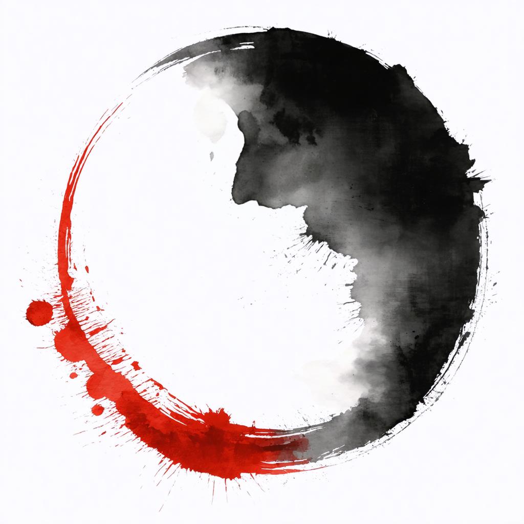 This image showcases the dynamic 'Inpaint' tool from Stable Assistant, demonstrating its ability to seamlessly replace selected areas with custom content. The graphic features a striking black and white yin-yang symbol with a bold red streak, highlighting the tool's capacity for creative image manipulation and the potential for vibrant, contrasting effects in digital artistry.