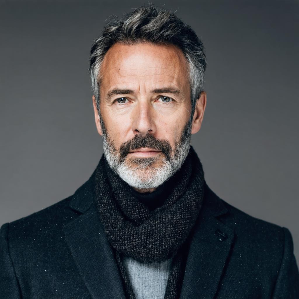 Experience the power of Stable Diffusion Ultra image generator with this stunning portrait of a confident, middle-aged man with a stylish beard and sophisticated attire. Perfect for showcasing the tool's ability to create highly detailed and realistic images, this example highlights the generator's precision and versatility in capturing human likenesses.