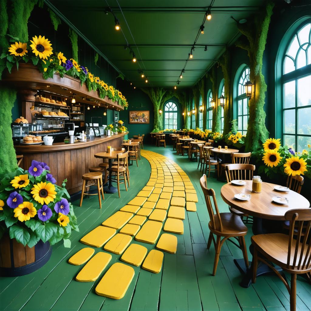 Discover the enchanting charm of a cozy café with a vibrant, sunflower-adorned interior, beautifully crafted by the Stable Diffusion Ultra image generator. This AI tool effortlessly brings your imagination to life, creating stunning visuals like this one, perfect for showcasing its advanced capabilities in generating detailed and captivating scenes.