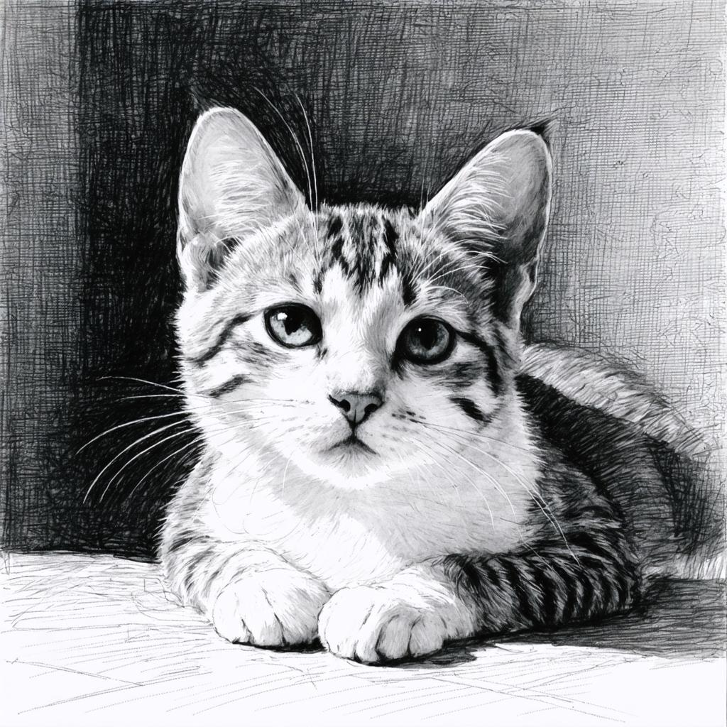 Scopri le incredibili capacità del generatore di immagini Stable Diffusion Ultra con questo affascinante schizzo in bianco e nero di un gattino carino. I dettagli intricati e le caratteristiche realistiche mettono in evidenza la capacità dello strumento di creare opere d'arte altamente realistiche e espressive, rendendolo un must per artisti e appassionati. Sperimenta il potere di Stable Diffusion Ultra nella generazione di immagini affascinanti come questa.