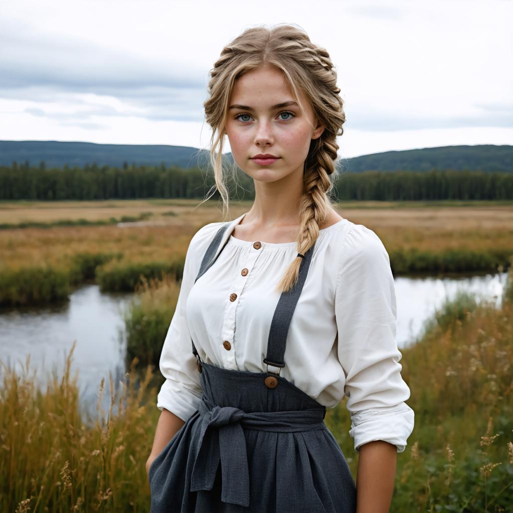Experience the stunning capabilities of Stable Diffusion Ultra image generator with this captivating portrait of a young woman standing in a serene, natural landscape. The AI tool effortlessly blends realistic details with artistic flair, showcasing its ability to create lifelike images with a touch of fantasy. Perfect for showcasing the tool's precision and creativity, this image highlights the seamless integration of natural beauty and imaginative design.