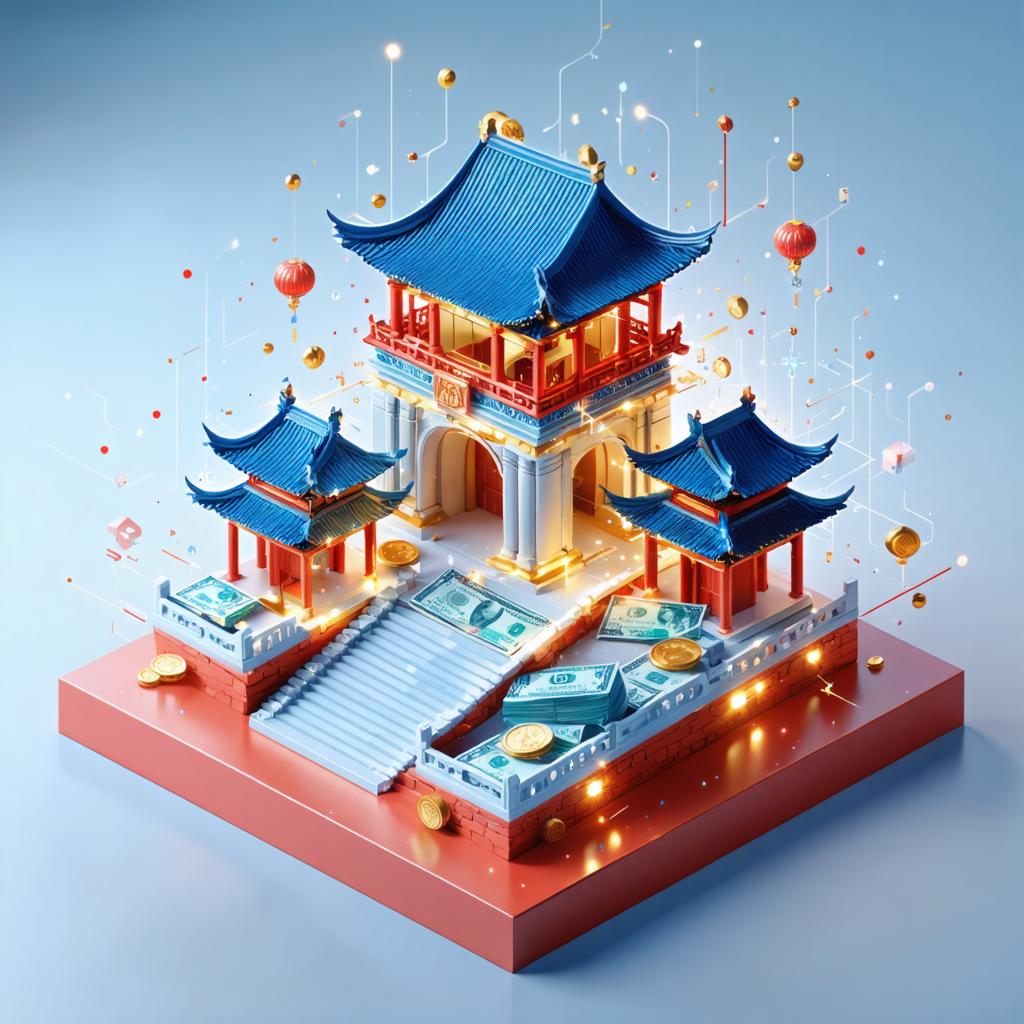 Discover the mesmerizing capabilities of Stable Diffusion Ultra image generator with this stunning AI-generated image. The intricate details of a traditional Chinese pagoda, complete with floating lanterns and coins, showcase the tool's ability to create vivid, culturally rich scenes. Perfect for showcasing the software's precision and creativity, this image effortlessly blends cultural elements with modern digital artistry.