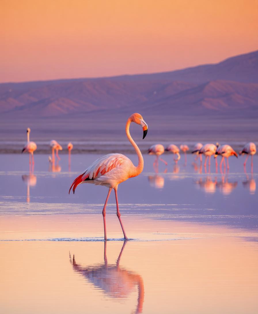 Experience the vibrant beauty of nature with Stable Diffusion Ultra, an AI media generation tool. Generate stunning images like this one, featuring a serene flock of pink flamingos at sunset, their elegant forms mirrored in the tranquil water. With Stable Diffusion Ultra, create breathtaking visuals that captivate audiences and stand out on search engines.