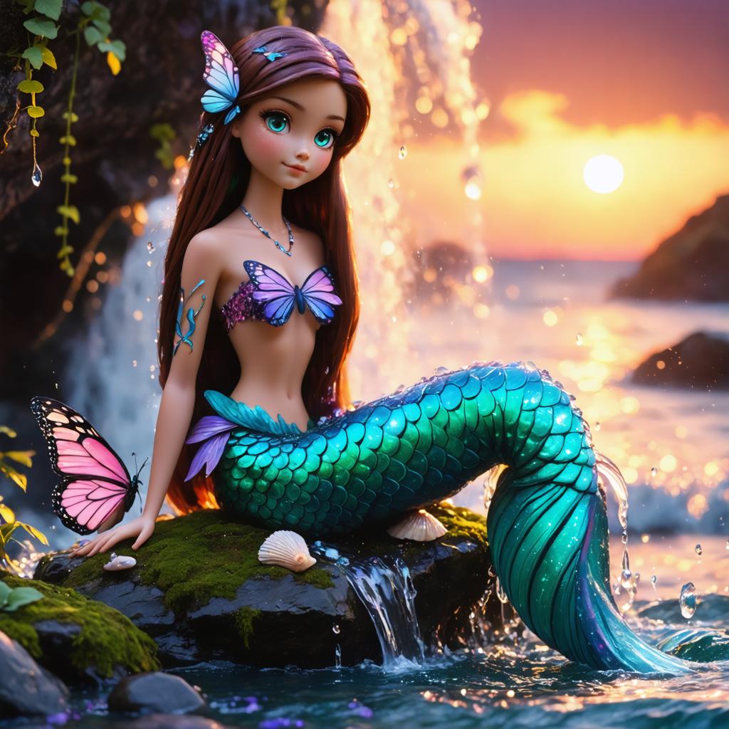 Discover the enchanting world of fantasy with this mesmerizing mermaid illustration, crafted using the advanced capabilities of Stable Diffusion Ultra image generator. This AI tool brings vivid details to life, showcasing a stunning mermaid with shimmering scales and delicate butterfly wings, set against a breathtaking sunset backdrop. Perfect for highlighting the tool's precision and creativity in generating captivating, high-quality images.