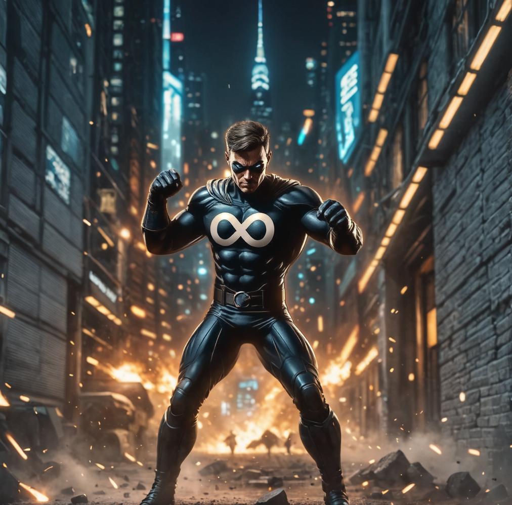 Experience the power of Stable Assistant's 'Zoom out' tool as it brings a dynamic superhero to life in this electrifying urban scene. Perfect for enhancing your digital content, this feature seamlessly extends your images, creating captivating visuals that engage and inspire.