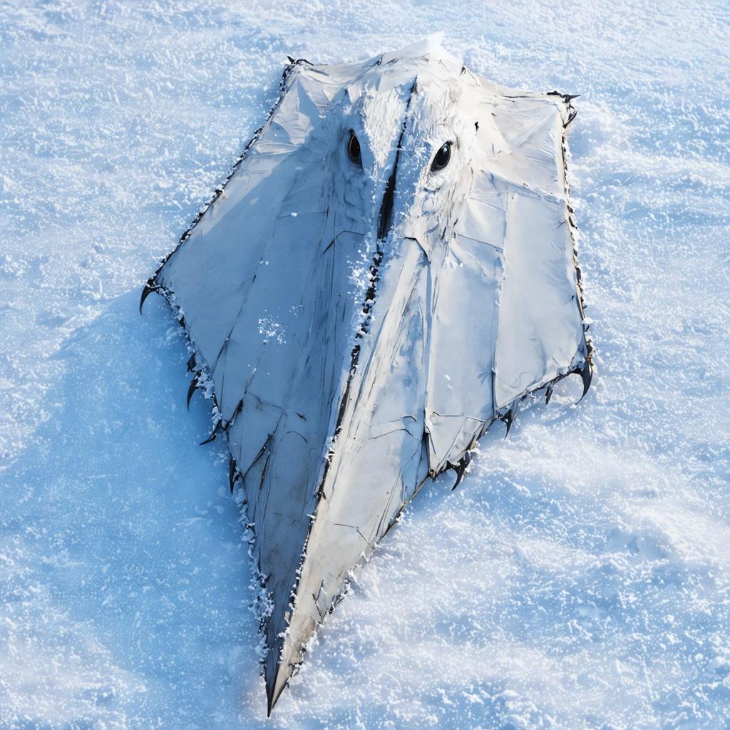 This image features a striking visual of a snow-covered landscape, with a peculiar object resembling a flattened, white creature or a natural formation, lying on the snow. The 'Stable Diffusion Ultra image generator' is highlighted for its ability to create such vivid and unique visuals, demonstrating its capabilities in generating detailed and intriguing images from user prompts.