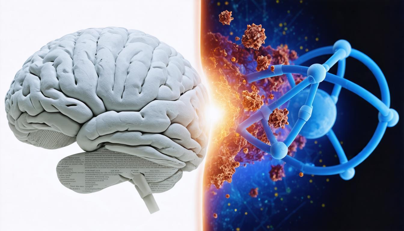 Discover the incredible capabilities of Stable Diffusion Ultra image generator with this stunning AI-generated image. This powerful tool seamlessly blends a detailed human brain model with a vibrant molecular structure, showcasing its ability to create complex and visually striking visuals. Perfect for enhancing your content with cutting-edge technology, this image demonstrates the tool's precision and creativity.