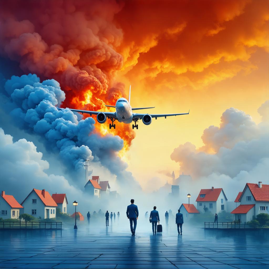 Experience the awe-inspiring capabilities of Stable Diffusion Ultra image generator with this stunning AI-generated artwork. This vivid scene depicts a dramatic airplane flying amidst a surreal blend of fiery and cool-toned clouds, showcasing the tool's ability to create vivid, imaginative visuals. Perfect for highlighting the software's advanced features in generating dynamic and visually striking images.