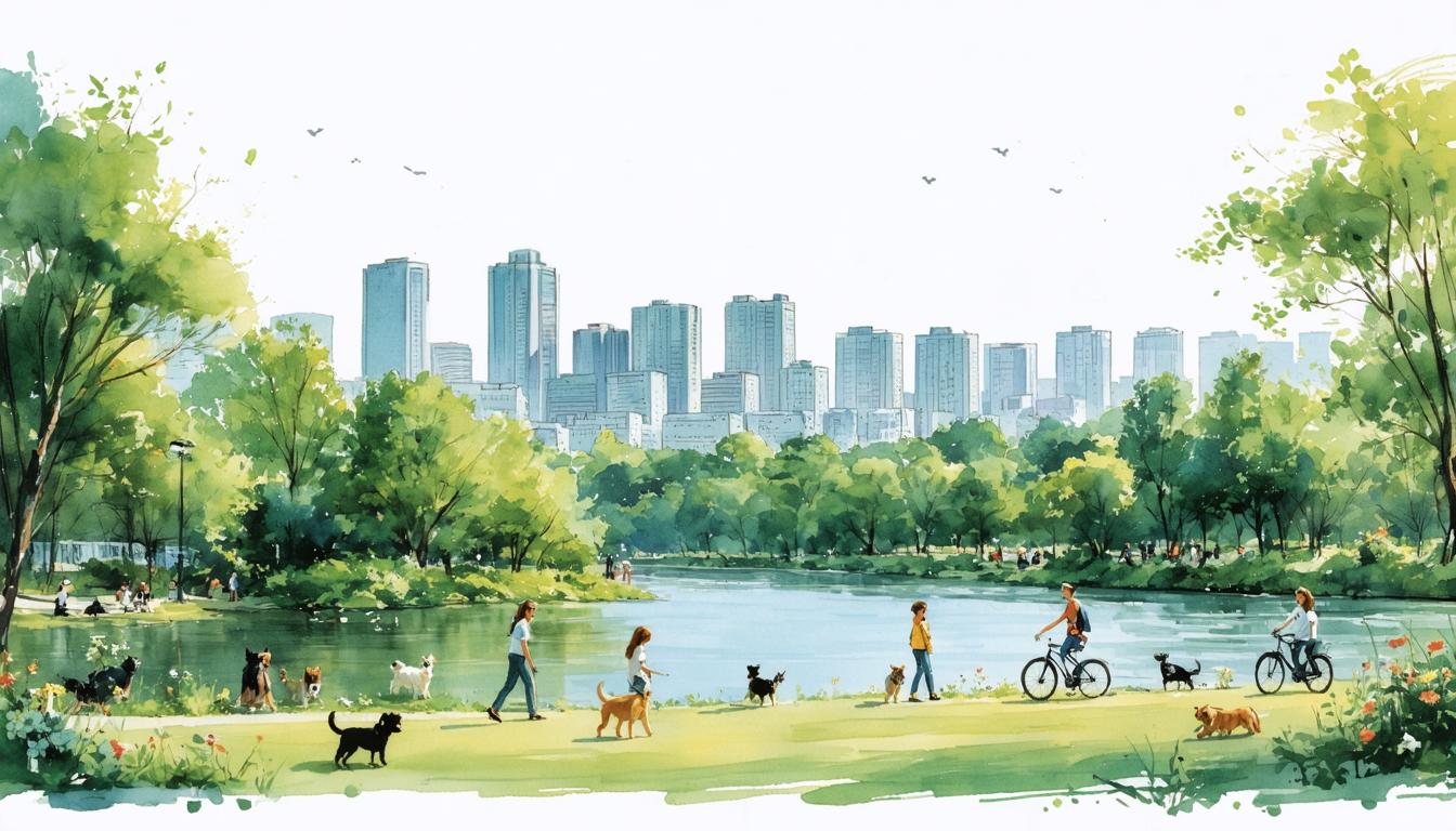Scopri il mondo affascinante dell'arte generata da AI con il generatore di immagini Stable Diffusion Ultra! Questa immagine spettacolare rappresenta una vivace scena di un parco cittadino, completa di verde rigoglioso, cani giocosi e ciclisti, che si fondono armoniosamente la vita urbana con la natura. Sperimenta la creatività e il dettaglio senza pari che Stable Diffusion Ultra porta ai tuoi progetti di arte digitale, perfetto per arricchire il tuo portfolio e colpire il pubblico.