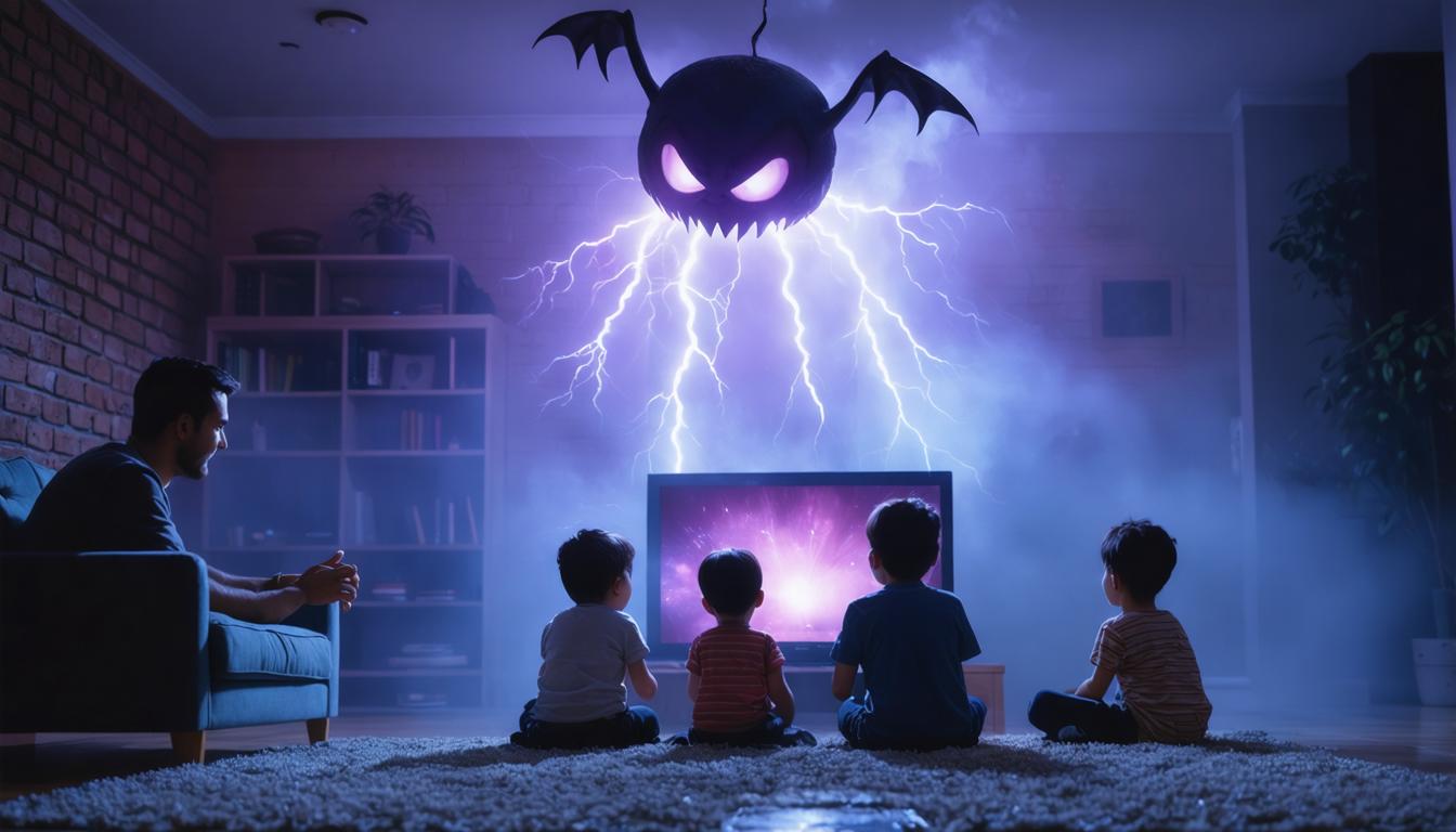 Experience the magic of Stable Diffusion Ultra image generator with this captivating scene: a family of four, including two children, mesmerized by a fantastical, animated creature hovering above their TV in a cozy living room. The vivid, dynamic lightning effects and detailed character design showcase the tool's ability to create immersive, high-quality visuals, perfect for storytelling and entertainment. #StableDiffusionUltra #AIImageGeneration #FantasyArt #FamilyTime #ImmersiveVisuals